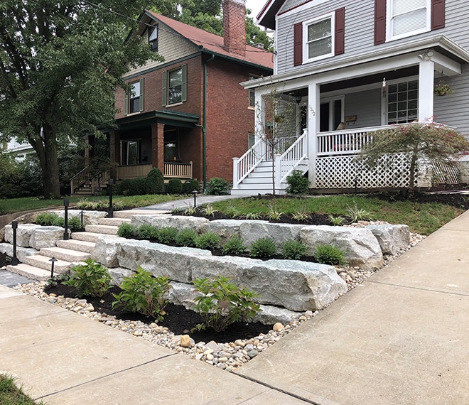 Wall landscape design in Centerville, Ohio.