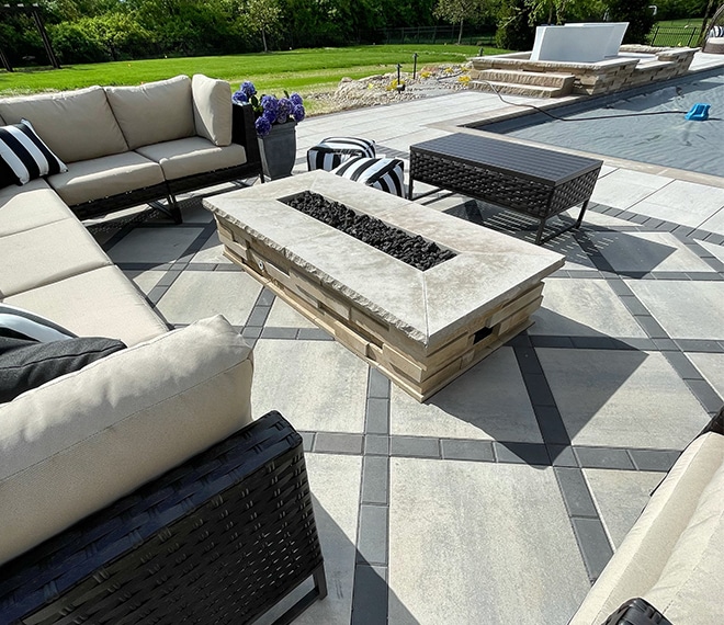 Outdoor fire pit installation services in Centerville, OH.